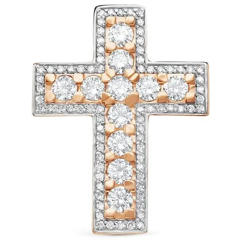 Крестик Vesna jewelry, красное золото, 585 проба, родирование, бриллиант