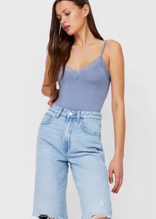 Stradivarius Боди В Бельевом Стиле Небесно-Голубой S