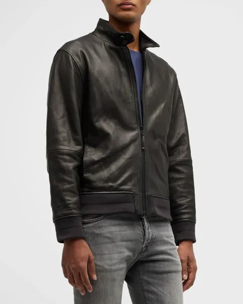 Мужская кожаная куртка-бомбер Harrington Vince, цвет Black