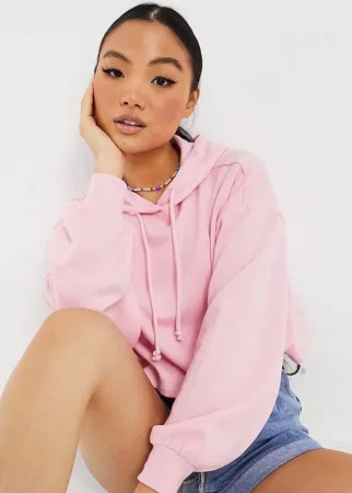 Нежно-розовый свободный худи с рукавами «летучая мышь» ASOS DESIGN Petite-Розовый цвет