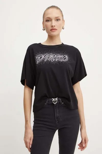 Хлопковая футболка Pinko, черный