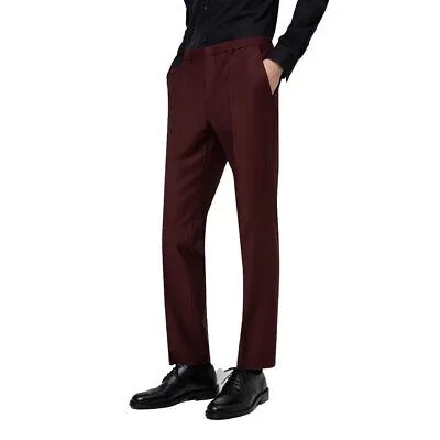 Мужские брюки обычного кроя Hugo Boss, шерсть, винный цвет, 0