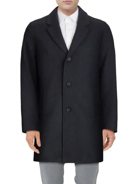Верхнее пальто из эластичной шерсти Cole Haan, темно-синий