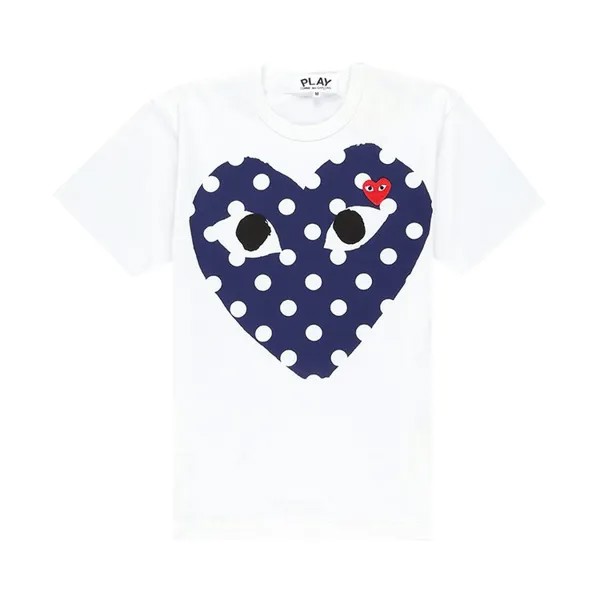Футболка Comme des Garçons PLAY Polka Dot Heart T-Shirt 'White', белый
