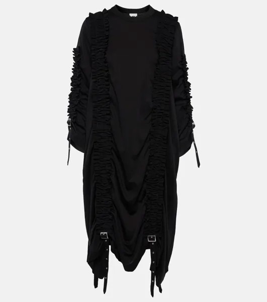 Хлопковое платье миди со сборками Noir Kei Ninomiya, черный