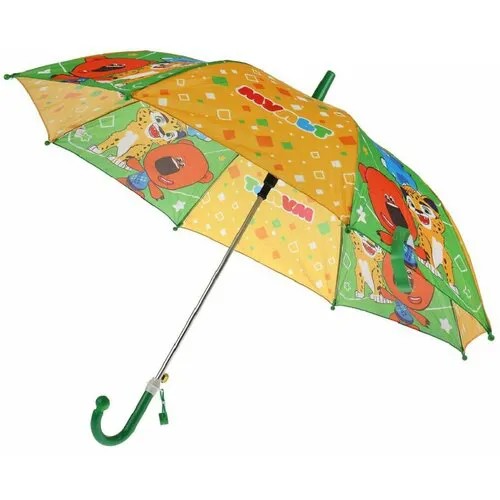 Зонт-трость Играем вместе, механика, купол 45 см., зеленый, оранжевый