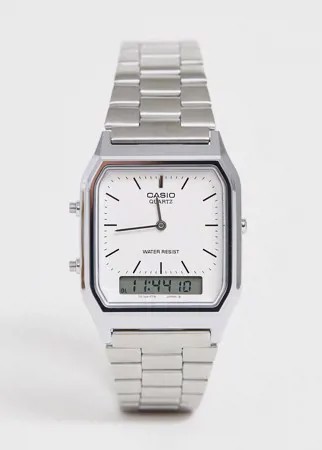 Цифровые часы-браслет в стиле унисекс Casio AQ-230A-7DMQ Unisex-Серебряный