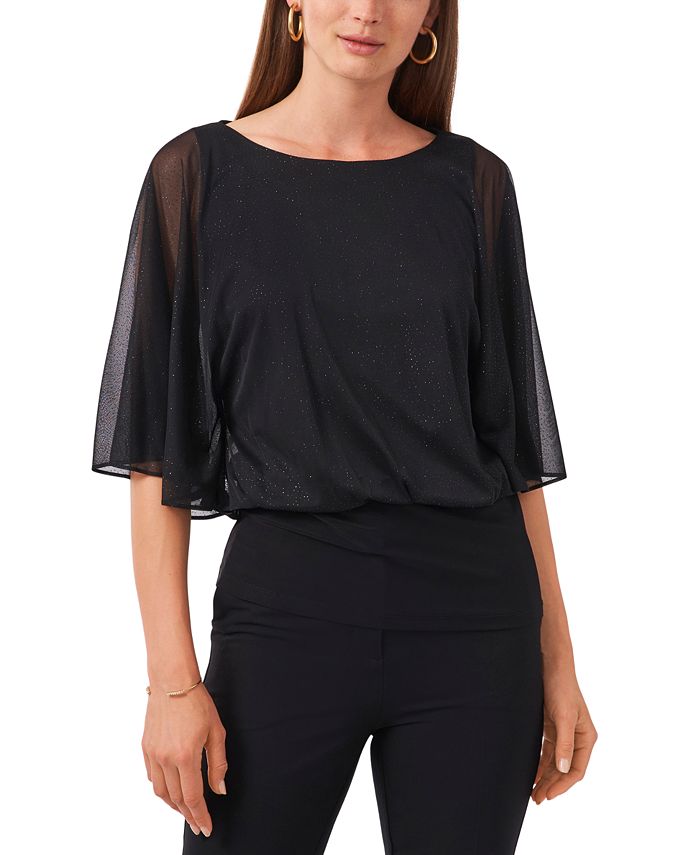 Женская блестящая сетчатая блузка MSK, черный