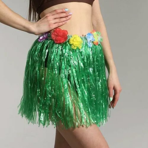 Карнавальная юбка Страна Карнавалия Гавайская, длина 40 см, зеленая