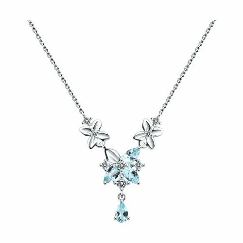 Колье Diamant, серебро, 925 проба, родирование, топаз, длина 50 см., серебро