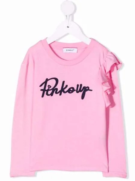 Pinko Kids топ с оборками и логотипом