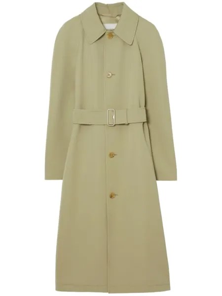 Шерстяной тренч с поясом Burberry, зеленый