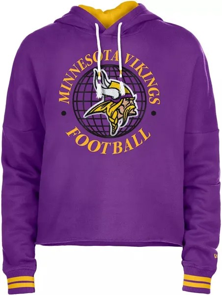 Женская укороченная толстовка New Era Minnesota Vikings фиолетового цвета с необработанными краями