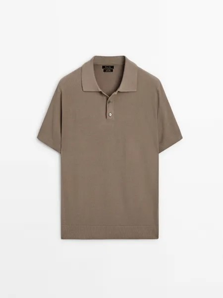 Трикотажная рубашка-поло с короткими рукавами Massimo Dutti, серый