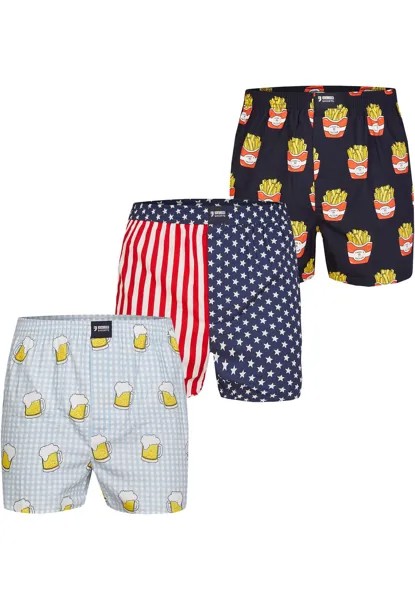 Боксеры 3-PACK PRINT Happy Shorts, темно-синий