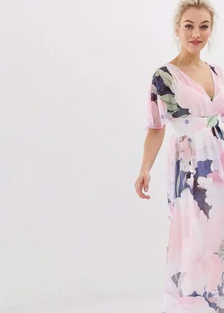 Платье макси с рукавами-кимоно и принтом Little Mistress Petite-Мульти