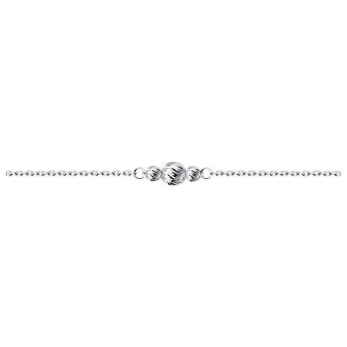 Браслет-цепочка Diamant, серебро, 925 проба, родирование, длина 16 см.