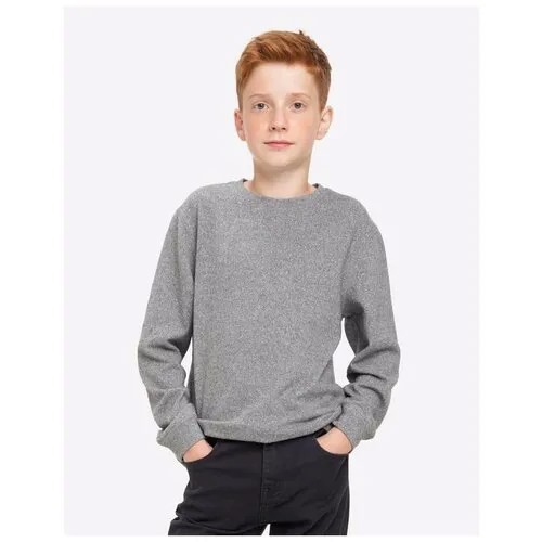 Серый меланжевый лонгслив oversize с нашивкой Believe in yourself для мальчика Gloria Jeans, размер 12-14л/158-164