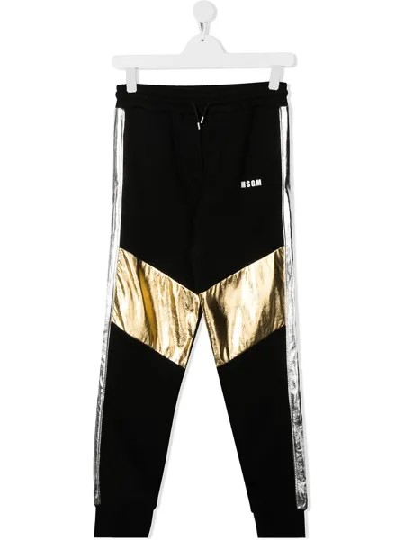 Msgm Kids спортивные брюки с эффектом металлик