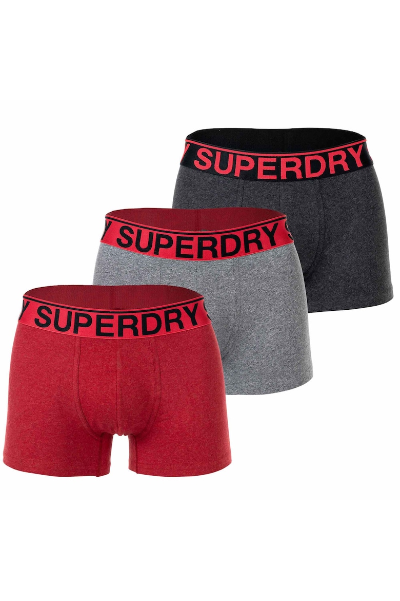 Боксеры с логотипом, 3 пары Superdry, красный