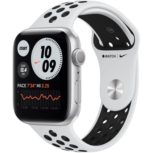 Часы Apple Watch Series SE GPS 44mm Aluminum Case with Nike Sport Band (MKQ73) (Silver Aluminum Case with Pure Platinum/Black Nike Sport Band)
