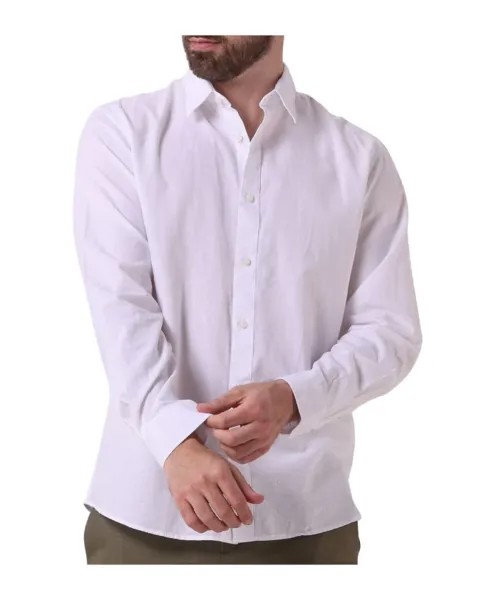 Рубашка приталенного кроя из льна Selected Homme, белый