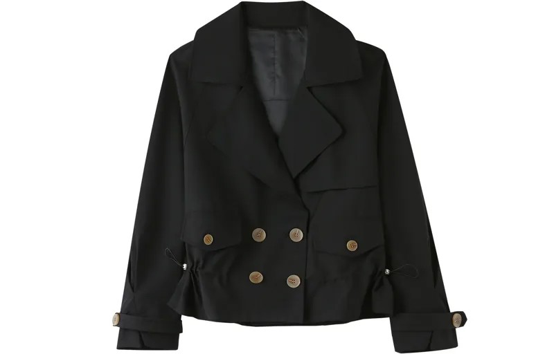 Hengyuanxiang Women Trench Coat, Черный