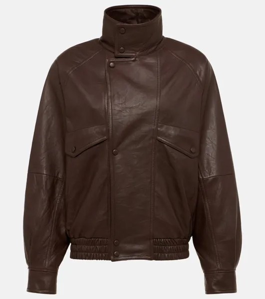 Кожаный блузон Saint Laurent, коричневый