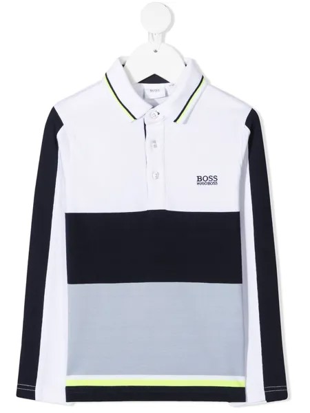 BOSS Kidswear рубашка поло с длинными рукавами в стиле колор-блок