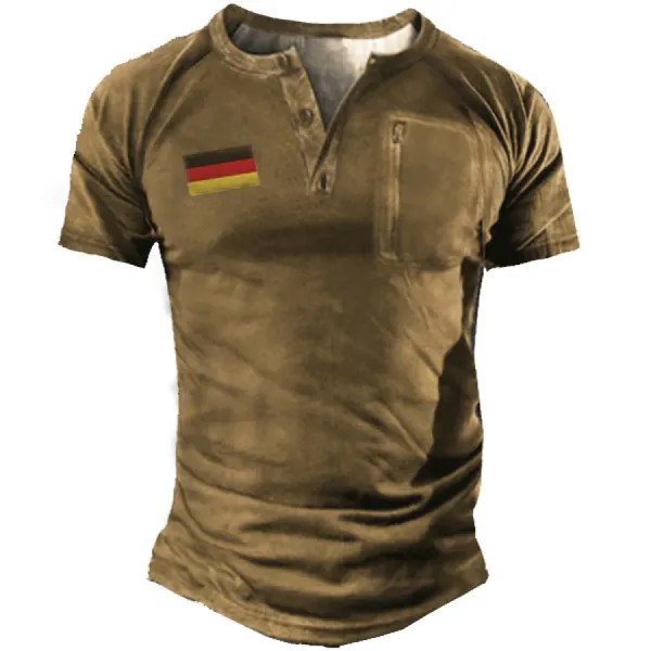 Мужская тактическая футболка с коротким рукавом на открытом воздухе с принтом немецкого флага