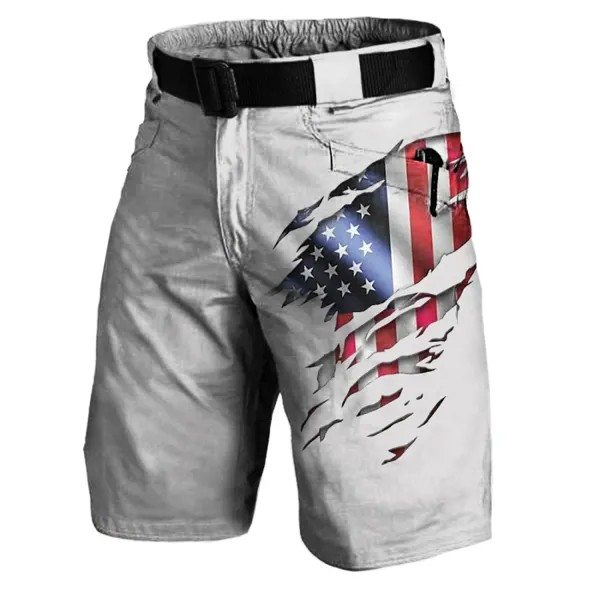 Мужские уличные тактические винтажные шорты с принтом американского флага