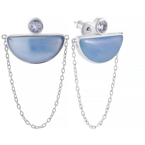 Серьги ELEMENT47, серебро, 925 проба, топаз, халцедон
