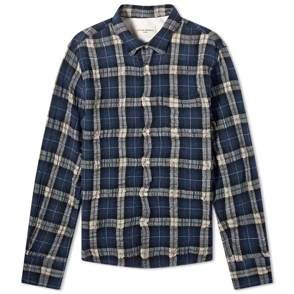 Рубашка Officine Générale Benoit Wrinkle Check, цвет Navy & White