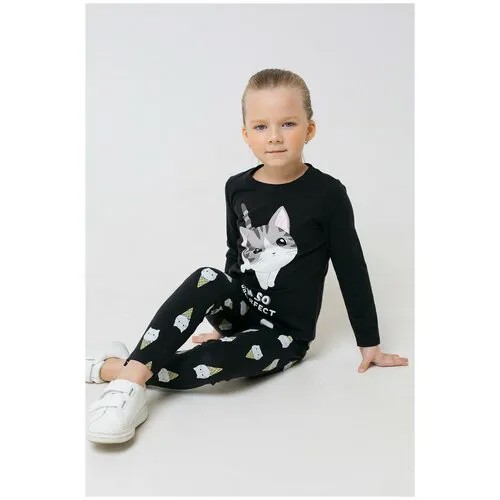 Бриджи CROCKID (КР 4074/черный, котики-мороженки к313 104; Черный, котики-мороженки к313)