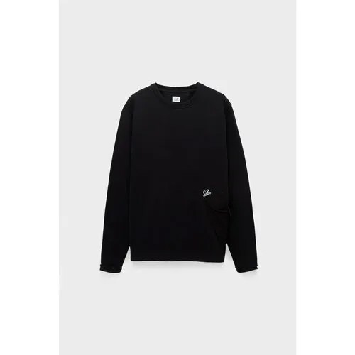 Толстовка C.P. Company diagonal fleece mixed pocket sweatshirt, размер 50, черный