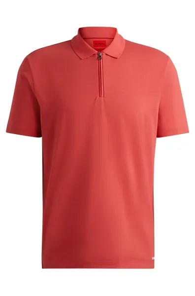 Футболка поло Hugo Cotton-blend Polo With Zip Placket, красный