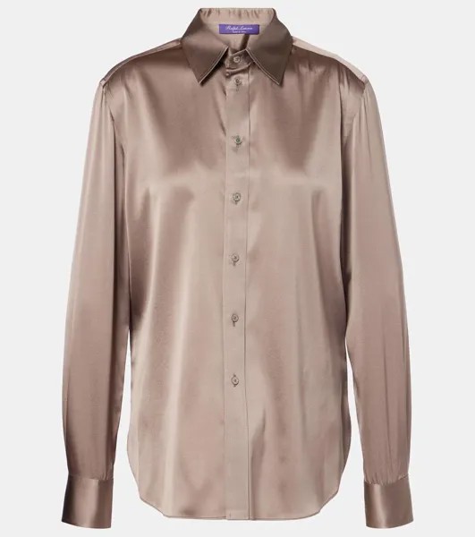 Рубашка из смесового шелка и атласа Ralph Lauren Collection, цвет truffle