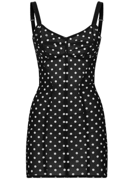 Dolce & Gabbana платье мини в горох, черный
