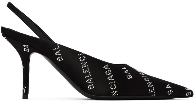 Черные квадратные туфли Balenciaga с пяткой на пятке и квадратной подошвой