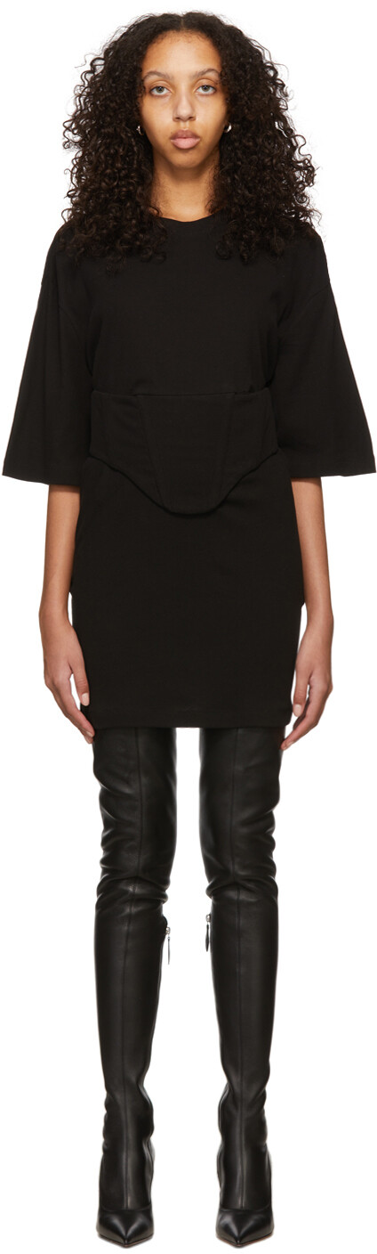 Черное мини-платье с корсетом Dion Lee