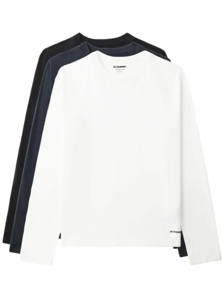 Jil Sander комплект из трех футболок с нашивкой-логотипом, синий