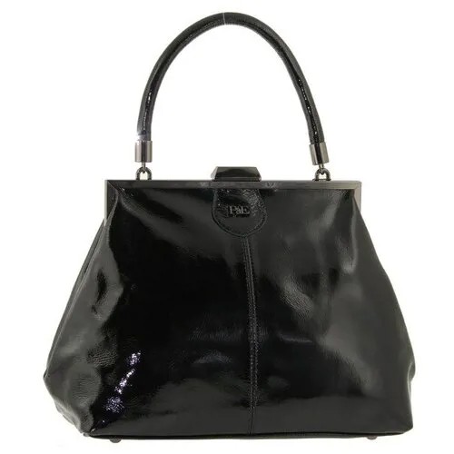 Сумка  шоппер Polina & Eiterou классическая, натуральная кожа, внутренний карман, регулируемый ремень, черный