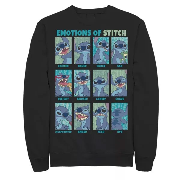 Мужской свитшот Disney Lilo & Stitch Emotions Of Stitch с сетчатой ​​вставкой