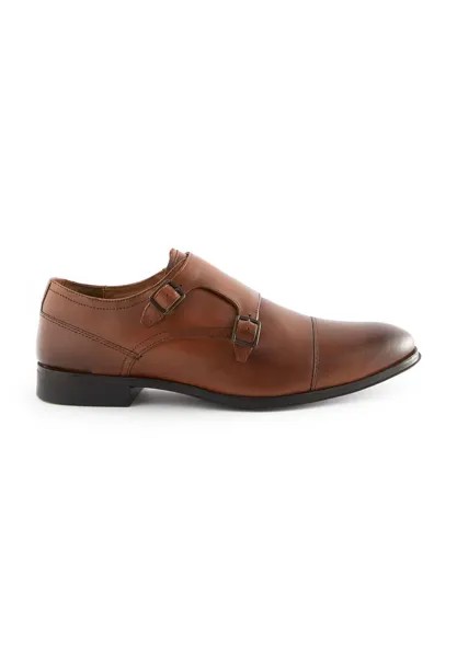 Элегантные мокасины Leather Double Monk Shoes Next, цвет tan brown