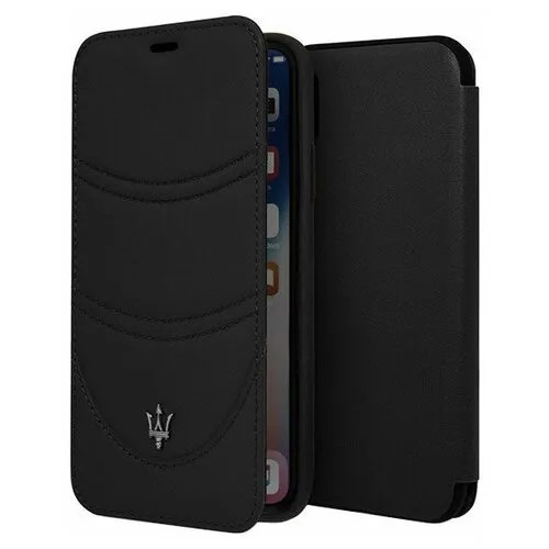 Кожаный чехол Maserati Granlusso Origins Booktype для iPhone XS Max, черный