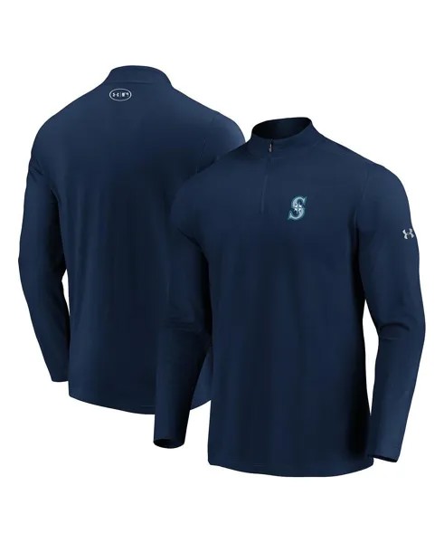 Мужская темно-синяя куртка-пуловер seattle mariners passion performance tri-blend с молнией на четверть Under Armour, синий