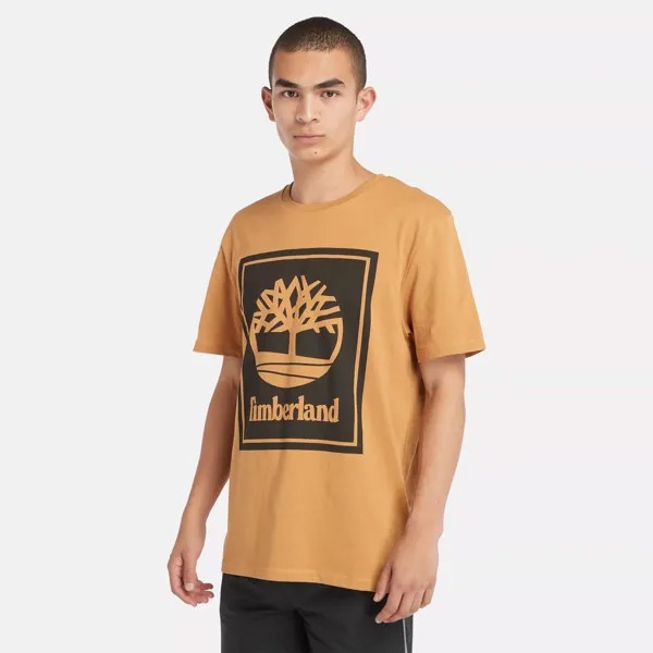 Футболка с короткими рукавами и логотипом Stack Timberland, цвет Wheat Boot/Black
