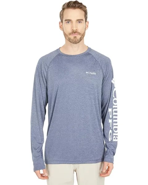 Рубашка Columbia Terminal Tackle Heather Long Sleeve, цвет Collegiate Navy Heather/White Logo