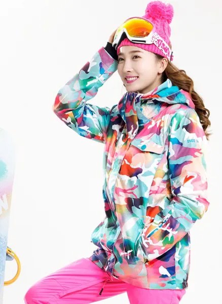 Женская водонепроницаемая плотная теплая камуфляжная лыжная куртка, женская зимняя парка для катания на сноуборде и скалолазания, розовая Зимняя одежда для катания на лыжах, верхняя одежда