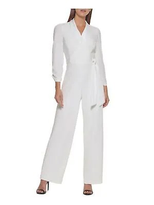 Женский белый комбинезон с длинным рукавом DKNY для работы с прямыми штанинами 4